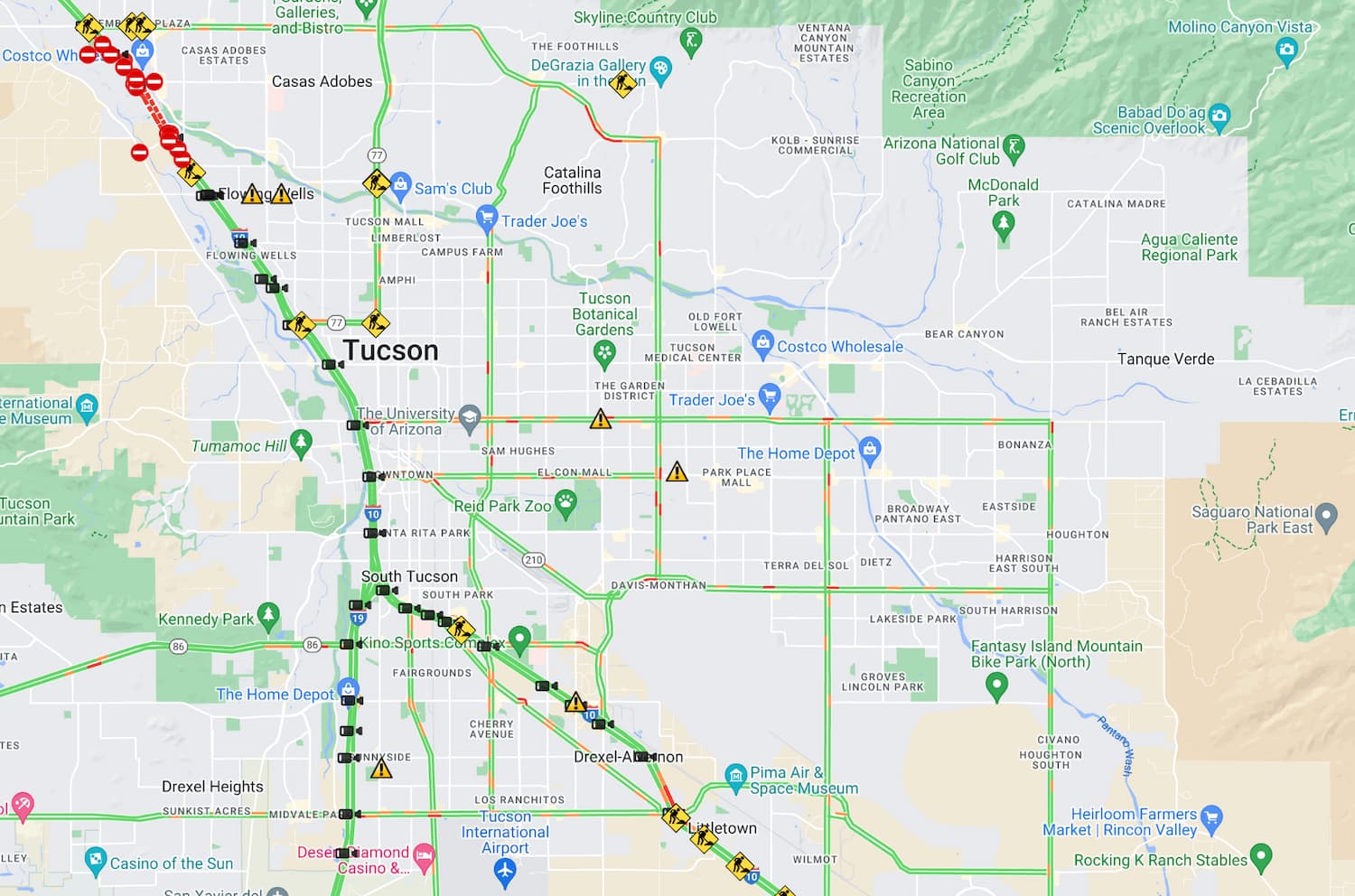 A map of Tucson, AZ as seen in the TransView portal.