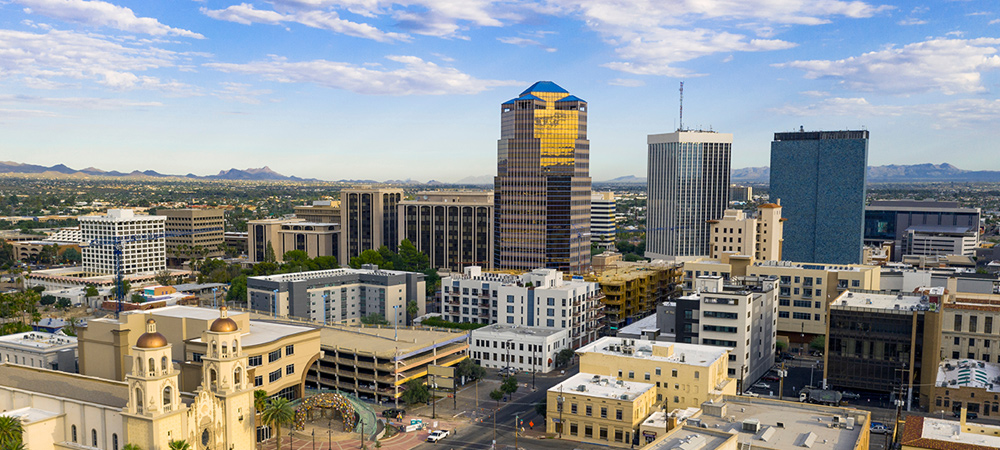 Clear skies over downtown Tucson.
